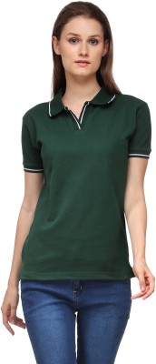 

Scott International Solid Women's Polo Neck Green T-Shirt, Bottle green