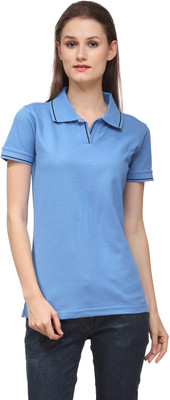 

Scott International Solid Women' Polo Neck Blue T-Shirt, Indian blue