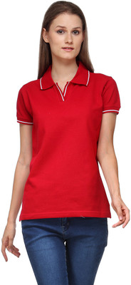 

Scott International Solid Women's Polo Neck Red T-Shirt