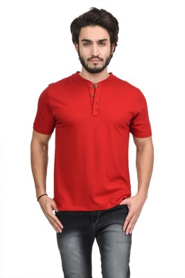 KALT Solid Men Scoop Neck Red T-Shirt