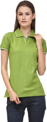 

Scott International Solid Women' Polo Neck Green T-Shirt, Apple green