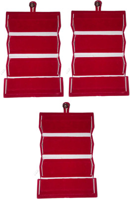 

Funkroo Pack of 3 maroon earring folder ring jewelry cosmetic vanity box Makeup Vanity Box(Maroon)