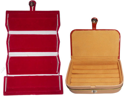 

Funkroo Combo deal maroon earring folder and brown ring jewelry travelling vanity box case Makeup Vanity Box(Multicolor)