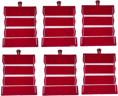 

Funkroo Pack of 6 maroon earring folder ring jewelry cosmetic vanity box Makeup Vanity Box(Maroon)