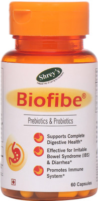 

Shrey's Biofibe Probiotics & Prebiotics - 60 Capsules (Supports Digestive Health)(60 No)