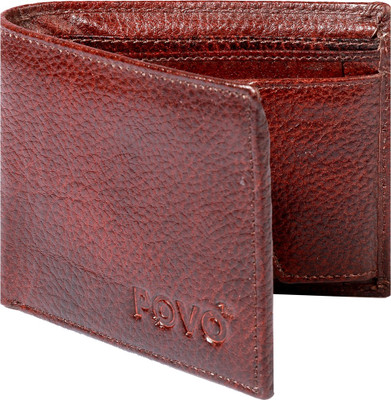 

POVO Men Brown Genuine Leather Wallet(3 Card Slots)