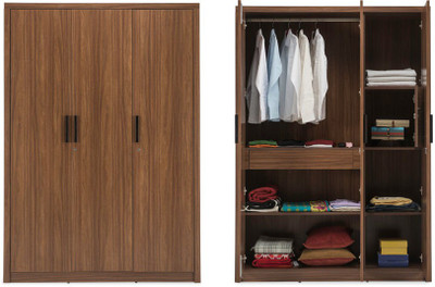

Durian ROBINSON Engineered Wood 3 Door Wardrobe(Finish Color - Walnut)