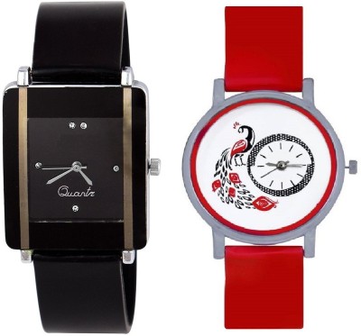 LEBENSZEIT New Stylish Black Red Gift Combo Watch For Women And Girl Watch  - For Girls   Watches  (LEBENSZEIT)