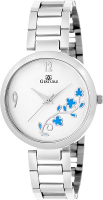 Gesture 10- Blue And White Flora Elegant Watch  - For Girls   Watches  (Gesture)