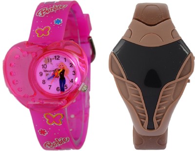 COSMIC brown cobra digital led boys watch with hearts shape pink barbie girls Watch  - For Boys & Girls   Watches  (COSMIC)