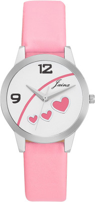

JAINX JW579 Heart Pattern White Dial Analog Watch - For Women