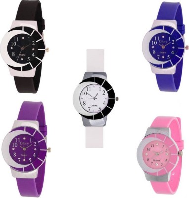 PMAX Glory Half Moon Dial Multi color Combo Pack OF 5 Watch  - For Girls   Watches  (PMAX)