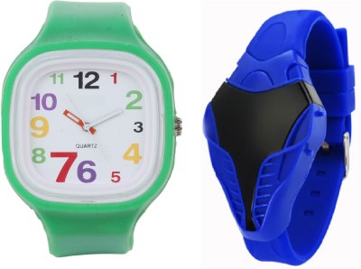 SOOMS BLUE COBRA DIGITAL LED BOYS WATCH WITH GREEN STRAP BIG SIZE DIAL ANALOG UNISEX Watch  - For Boys   Watches  (Sooms)