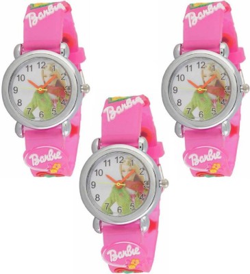 PMAX Pink Barbie Combo Pack Of - 3 For Watch Watch  - For Girls   Watches  (PMAX)