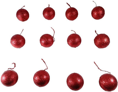 

DUS10 Christmas Xmas Tree Decorative Shined Red Color Plastic Balls/Christmas Tree Unique Design Creative Hanging Ornaments Balls (Medium Size, 9.25 Dia ,With Threads) - pack of 12 Balls Hanging Ornaments Pack of 12