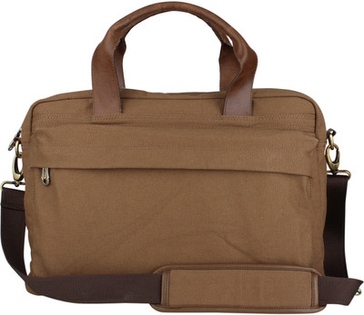 

Zobello Genuine Leather/Dyed Canvas Laptop Bag Multipurpose Bag(Brown, 10 L)