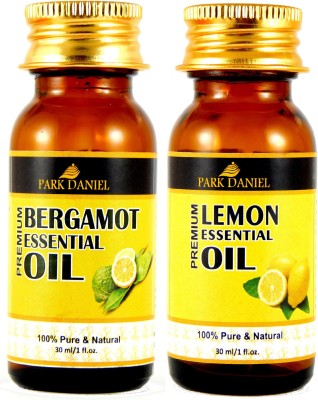 PARK DANIEL Premium Bergamot and Lemon Essential oil combo pack of 2 bottles of 30 ml- Pure and Natural(60 ml)(60 ml)