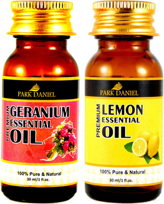 PARK DANIEL Premium Geranium and Lemon Essential oil combo of 2 bottles of 30 ml- Pure and Natural(60 ml)(60 ml)