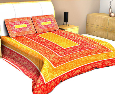 

Halowishes 116 TC Cotton Double Printed Bedsheet(Pack of 1, Orange, Yellow)