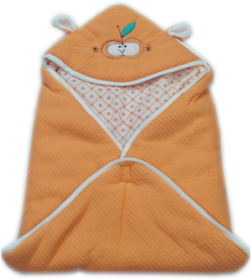 

Squnibee Self Design  Hooded Baby Blanket(100% Wool, Peach