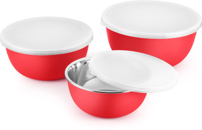 

Ideale Flora Steel, Plastic Bowl Set(Pink, Pack of 3)