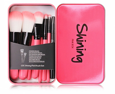 

CORINGCO Shining Pink Box Brush Set 8 Pcs, High Quality Superfine Fibre Makeup Brush Set, Makeup Tool, Brush Set With Mirror On Lid(Pack of 8)