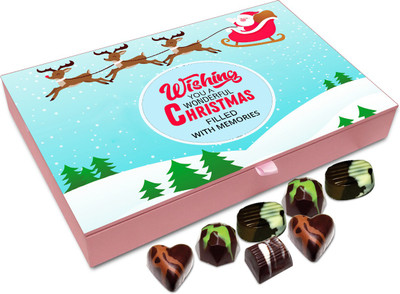 

Chocholik Christmas Gift Box - Wishing You A wonderful Christmas Filled With Memories Chocolate Box - 12pc Truffles(144 g)