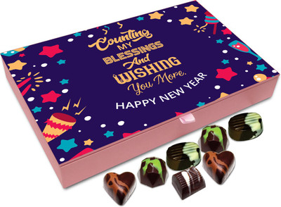 

Chocholik New Year Gift Box - Count My Blessing In Wishing You Happy New Year Chocolate Box - 12pc Truffles(144 g)