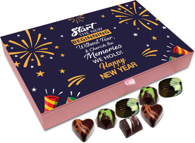 

Chocholik New Year Gift Box - Start New Year With Lots Of Happiness Chocolate Box - 12pc Truffles(144 g)