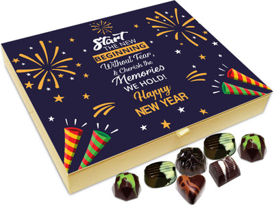 

Chocholik New Year Gift Box - Start New Year With Lots Of Happiness Chocolate Box - 20pc Truffles(240 g)