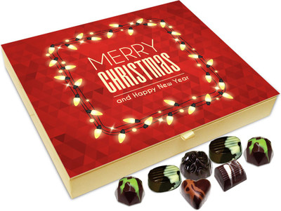 

Chocholik Christmas Gift Box - Merry Christmas And Happy New Year Chocolate Box - 20pc Truffles(240 g)