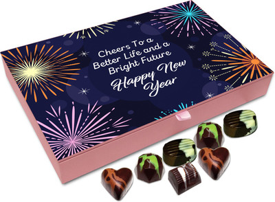 

Chocholik New Year Gift Box - Happy New Year In Advance And Cheers To A Better Life Chocolate Box - 12pc Truffles(144 g)
