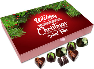 

Chocholik Christmas Gift Box - Wishing You A Wonderful Christmas Full Of Fun Chocolate Box - 12pc Truffles(144 g)