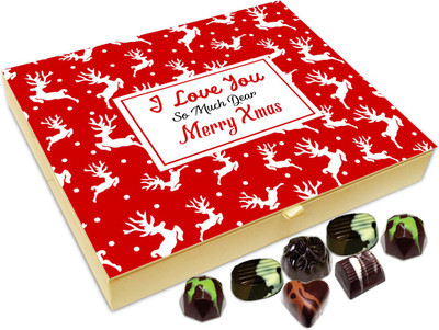 

Chocholik Christmas Gift Box - I Love You So Much Dear Merry Xmas Chocolate Box - 20pc Truffles(240 g)