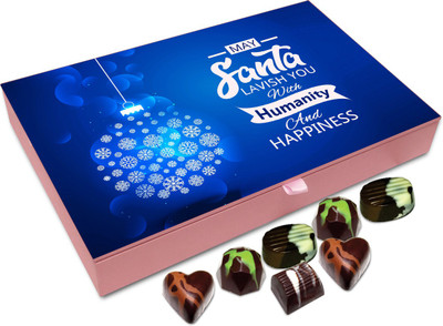 

Chocholik Christmas Gift Box - May Santa Lavish You With Humanity And Happiness Chocolate Box - 12pc Truffles(144 g)