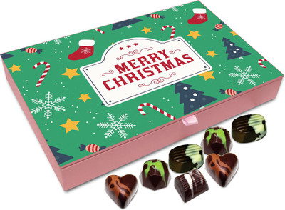 

Chocholik Christmas Gift Box - Merry Christmas To All My Friends Chocolate Box - 12pc Truffles(144 g)