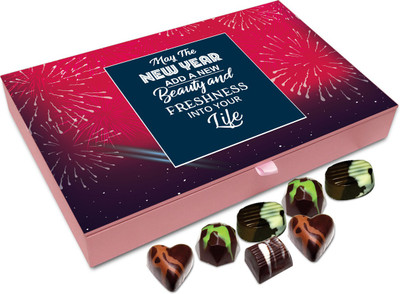 

Chocholik New Year Gift Box - May This New Year Add Beauty And Freshness In Your Life Chocolate Box - 12pc Truffles(144 g)