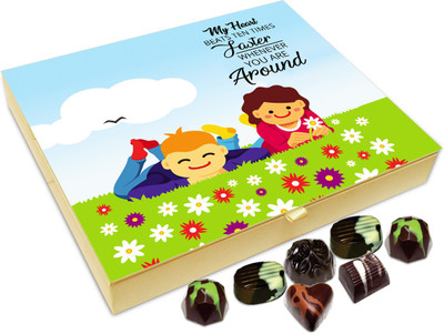 

Chocholik Gift Box - My Heart Beats Ten Times Faster When You Are Around Chocolate Box - 20pc Truffles(240 g)