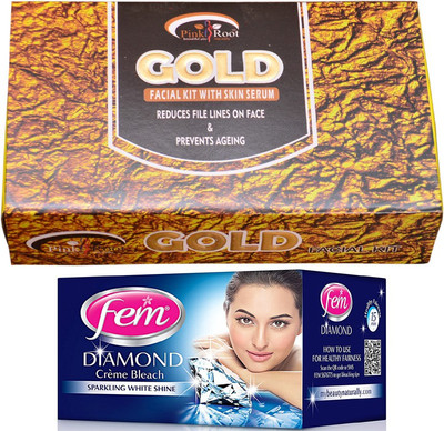 

Fem Diamond Bleach, Pink Root Gold Facial Kit gm(Set of 2)