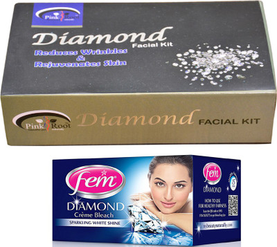 Fem Diamond Bleach, Pink Root Diamond Facial Kit 83gm(Set of 2)