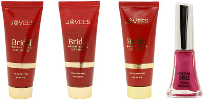 

Jovees COMBO OF BRIDAL FACE WASH, FACE MASQUE ,FACE CREAM (FREE NAIL PAINT)(Set of 4)