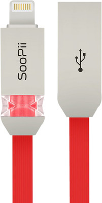 Soopii Reversible USB 2.0 2 A 1 m Premium Auto Cut Technology FLat TPE Lightning /8Pin USB(Compatible with iPhone, Red)