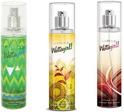 

LAYERR WOTTAGIRL VANILLA TWIST FRAGRANT BODY SPLASH + WOTTAGIRL FRESH CITRUS FRAGRANT BODY SPLASH + WOTTAGIRL SPELL BOUND FRAGRANT BODY SPLASH Body Spray - For Women(135 ml, Pack of 3)