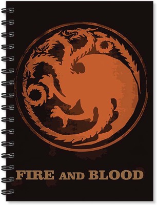 100yellow Notebook | Fire and Blood Game of Thrones Quote Printed Notebook | Designer Wire Bound Ruled Paper Sheets Personal and Office Stationary Notebooks Diary By 100yellow- (A5 Size) A5 Notebook Ruled 170 Pages(Multicolor)