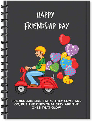 

100yellow A5 Notebook(Notebook | Happy Friendship day Quotes Printed | Designer Wire Bound Ruled Paper Sheets Personal and Office Stationary Notebooks Diary- A5 Size- Ideal Gift for Friend (Black), Multicolor)