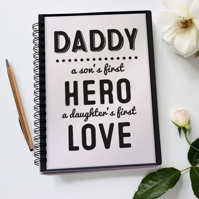 

100yellow A5 Notebook(Notebook | Daddy a Son’s first Hero Printed Notebook | Designer Wire Bound Ruled Paper Sheets Personal And Office Stationary Notebooks Diary- Gift For Father/ Dad (A5 Size), Multicolor)