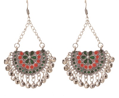 HIGH TRENDZ Oxidised Silver Afghani Tribal Dangler Chandbali Alloy Drops & Danglers