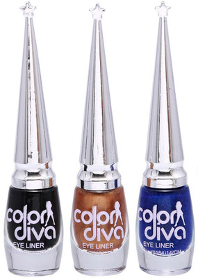 

ColorDiva Eyeliner Black, Couper, Blue Pack of 3 21 ml(Multicolor)
