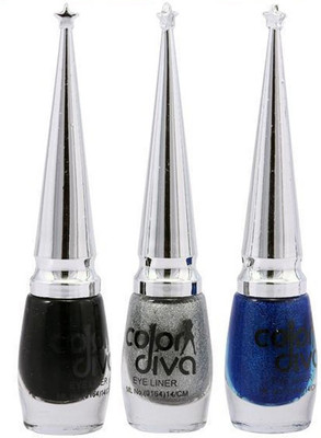 

ColorDiva Eyeliner Black, Blue, Grey Pack of 3 21 ml(Multicolor)