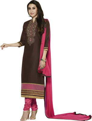 

Khushali Cotton Self Design, Embroidered Salwar Suit Dupatta Material(Un-stitched), Brown;pink
